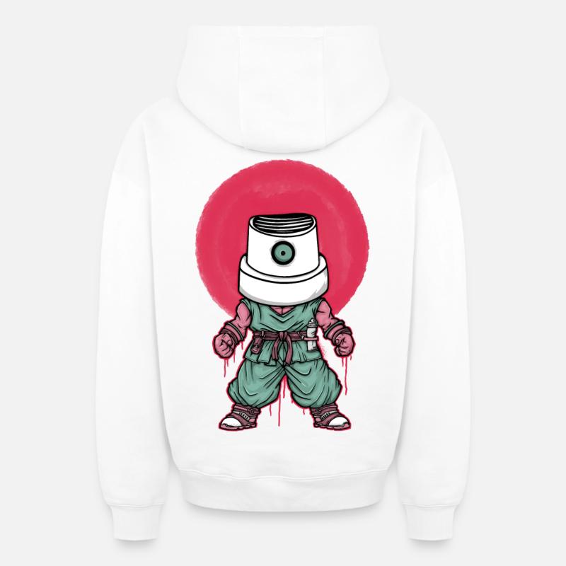Goku Graffiti - Sweat à capuche unisexe zippé oversize épais SPREAD - blanc