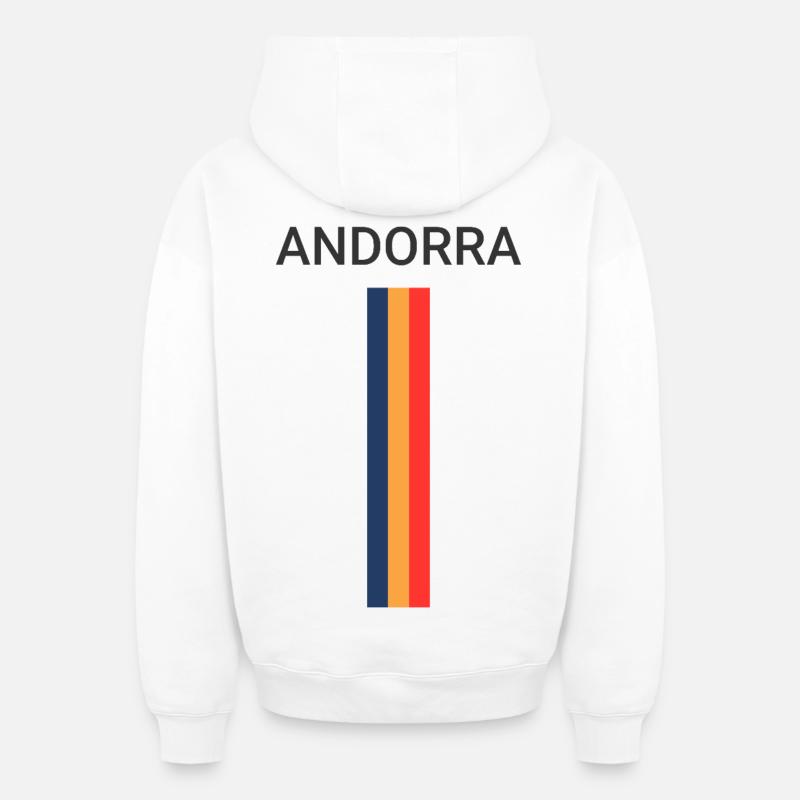 Drapeau de l’Andorre - Sweat à capuche unisexe zippé oversize épais SPREAD - blanc