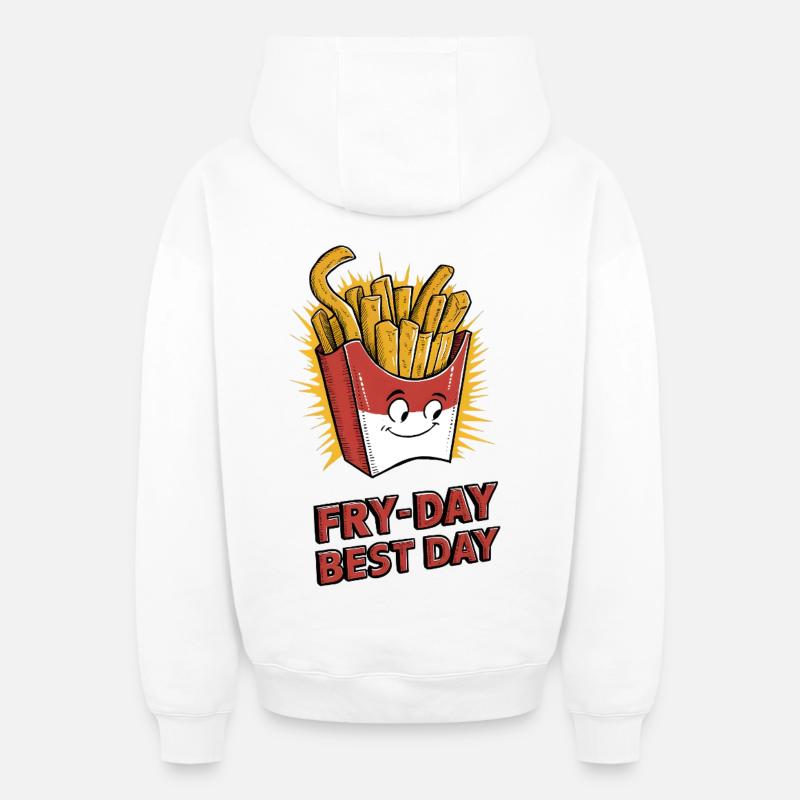 Fry-Day, Meilleur jour - Sweat à capuche unisexe zippé oversize épais SPREAD - blanc