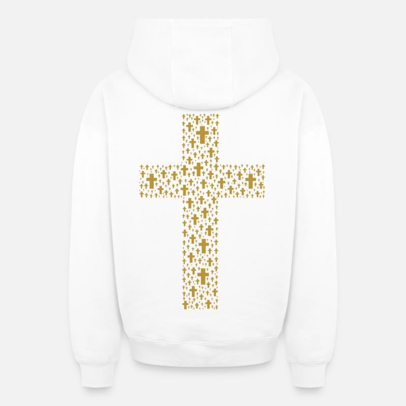 Croix des Croix - Sweat à capuche unisexe zippé oversize épais SPREAD - blanc