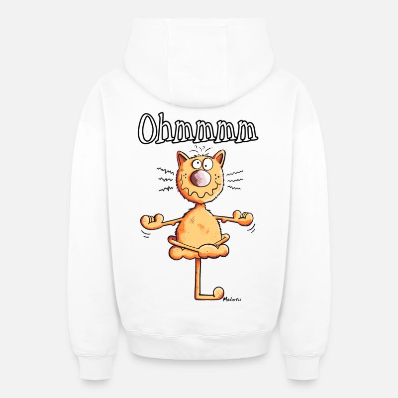 Ohmmmm Chat - Sweat à capuche unisexe zippé oversize épais SPREAD - blanc