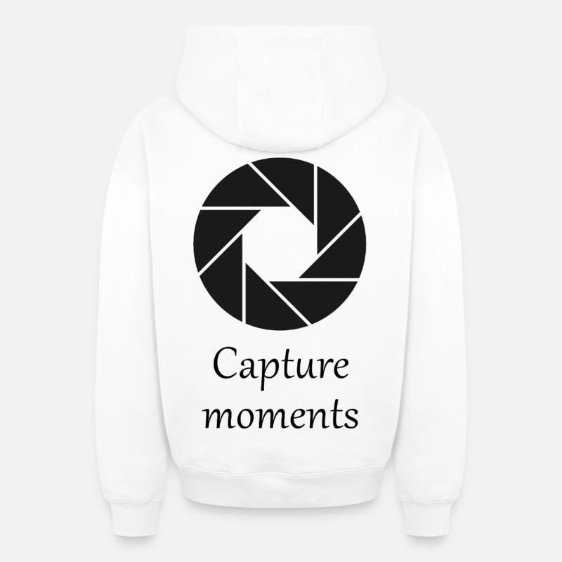 Moments de capture - Sweat à capuche unisexe zippé oversize épais SPREAD - blanc