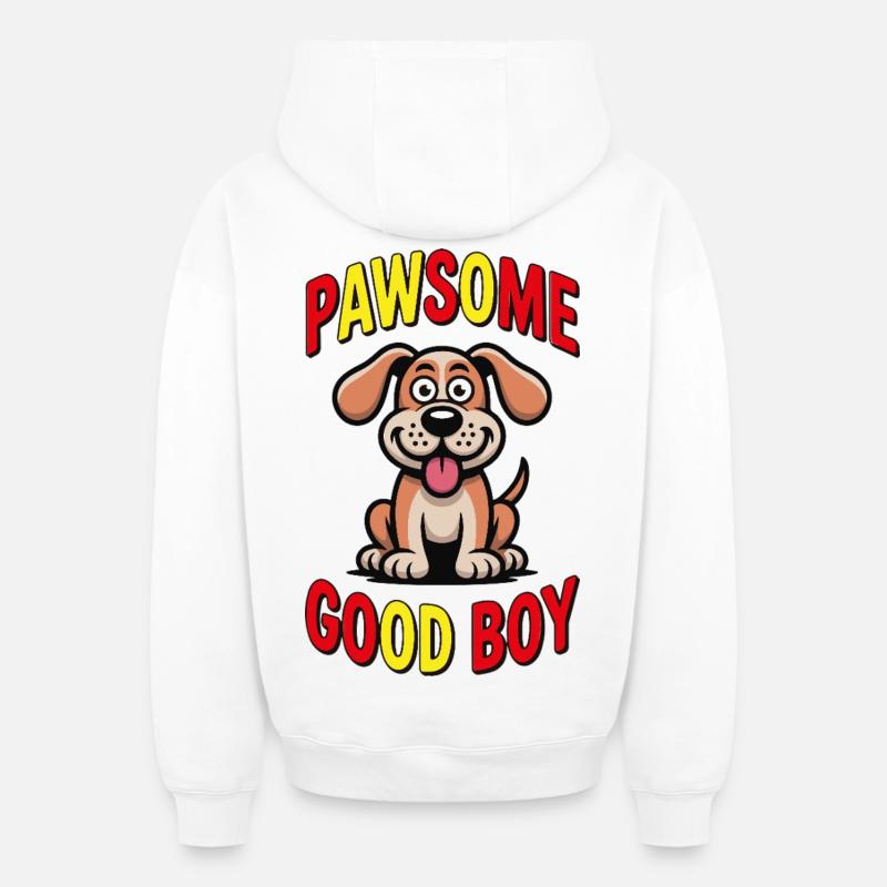 Pawsome_dog - Sweat à capuche unisexe zippé oversize épais SPREAD - blanc