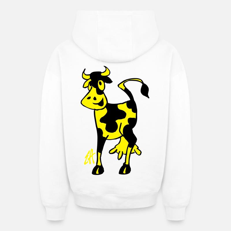 Vache - Sweat à capuche unisexe zippé oversize épais SPREAD - blanc