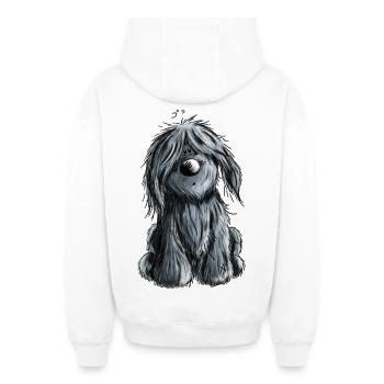 Knuffiger schwarzer Briard - Hund - Geschenk - Oversized Heavyweight Unisex Zip Hoodie - Weiß - Hinten - AI Model Male 178 light (178cm)