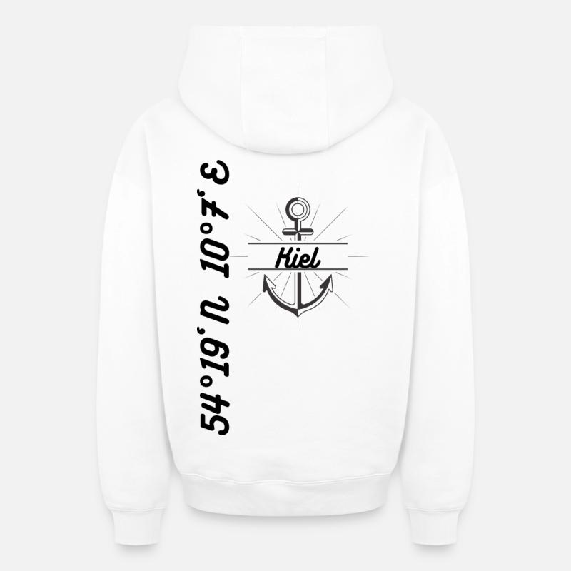 Kiel coordonne Design Maritim - Sweat à capuche unisexe zippé oversize épais SPREAD - blanc