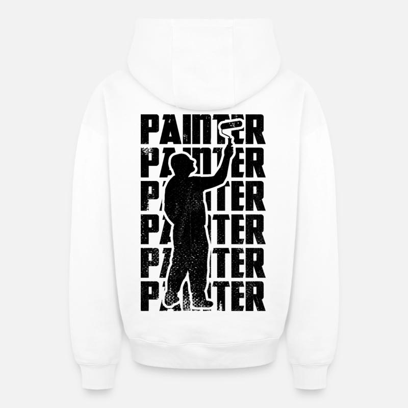 Maître peintre - Sweat à capuche unisexe zippé oversize épais SPREAD - blanc