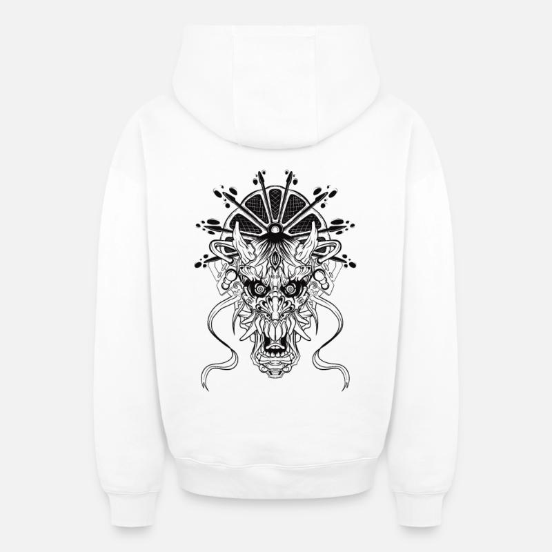 Masque - Sweat à capuche unisexe zippé oversize épais SPREAD - blanc