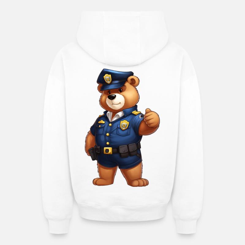 Police de l’ours - Sweat à capuche unisexe zippé oversize épais SPREAD - blanc