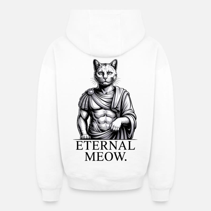 Chat romain - Sweat à capuche unisexe zippé oversize épais SPREAD - blanc