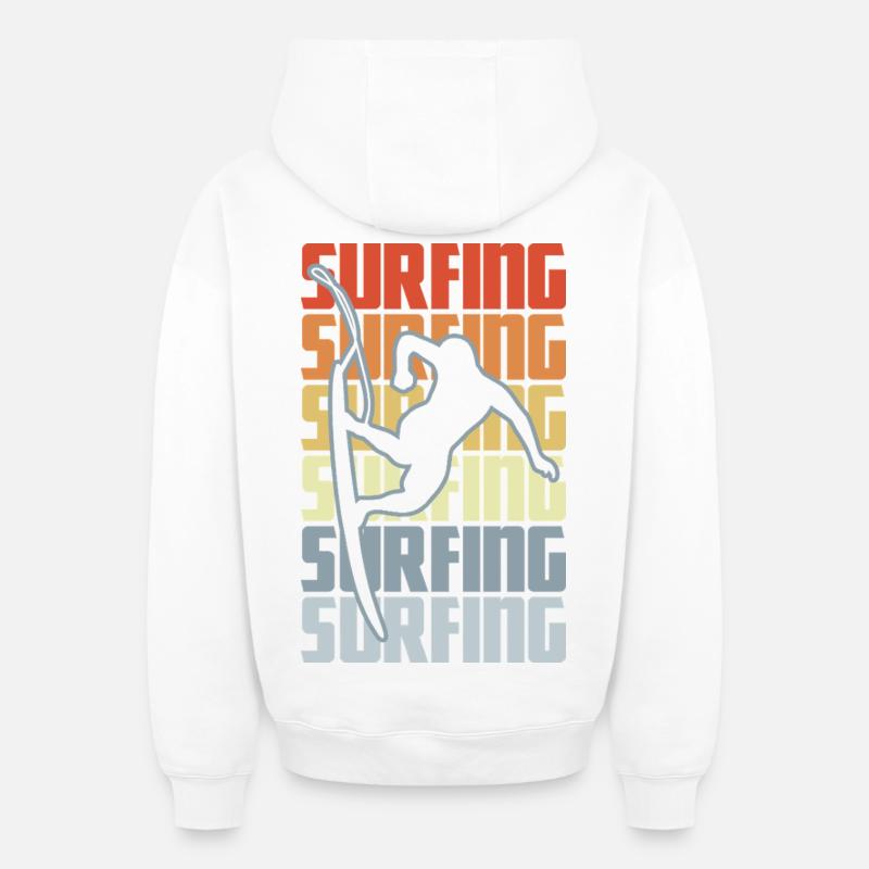 Entraîneur de surf - Sweat à capuche unisexe zippé oversize épais SPREAD - blanc