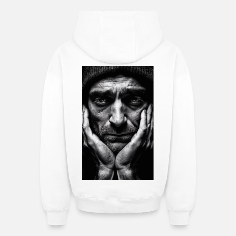 Penseur Guy - Sweat à capuche unisexe zippé oversize épais SPREAD - blanc