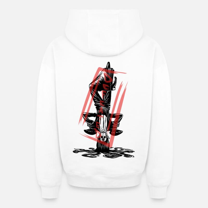 The defeated: Witch Vampire Monster - Sweat à capuche unisexe zippé oversize épais SPREAD - blanc