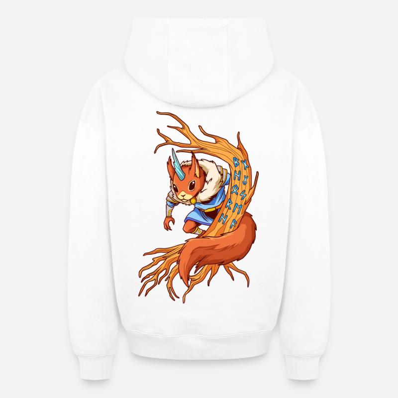 Ratatöskr - Messager sur Yggdrasil - Sweat à capuche unisexe zippé oversize épais SPREAD - blanc