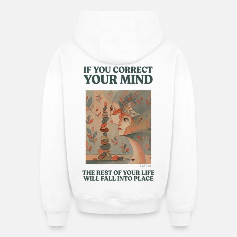 Équilibre mental et tranquillité d’esprit - Sweat à capuche unisexe zippé oversize épais SPREAD - blanc