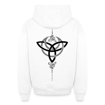 Celtic moon, Halbmond mit Trinity Symbol. - Oversized Heavyweight Unisex Zip Hoodie - Weiß - Hinten - AI Model Male 178 light (178cm)
