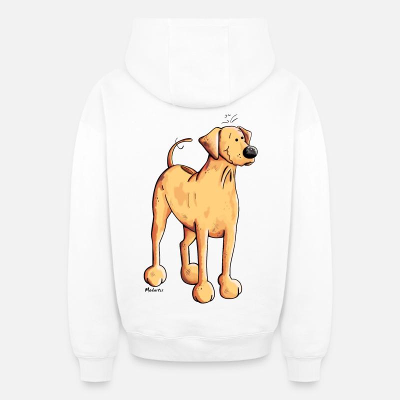 Souriant Rhodesian Ridgeback - Sweat à capuche unisexe zippé oversize épais SPREAD - blanc