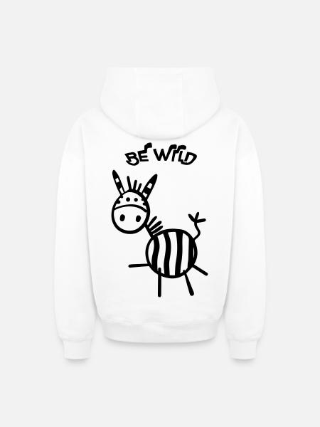Be Wild Zebra - Oversized Heavyweight Unisex Zip Hoodie - white