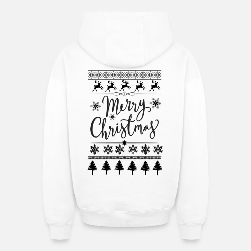 Joyeux Noël Scripté - Sweat à capuche unisexe zippé oversize épais SPREAD - blanc