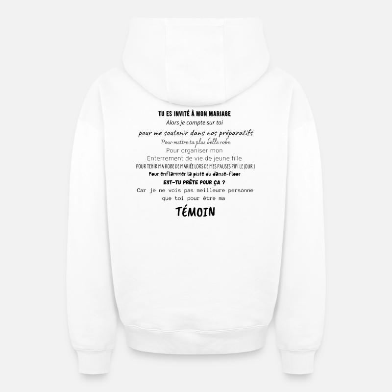 témoin de mariage  - Sweat à capuche unisexe zippé oversize épais SPREAD - blanc