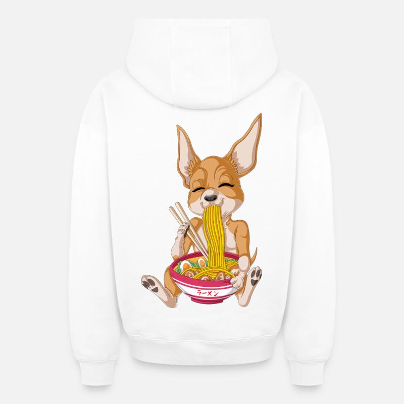 Chihuahua Ramen - Sweat à capuche unisexe zippé oversize épais SPREAD - blanc