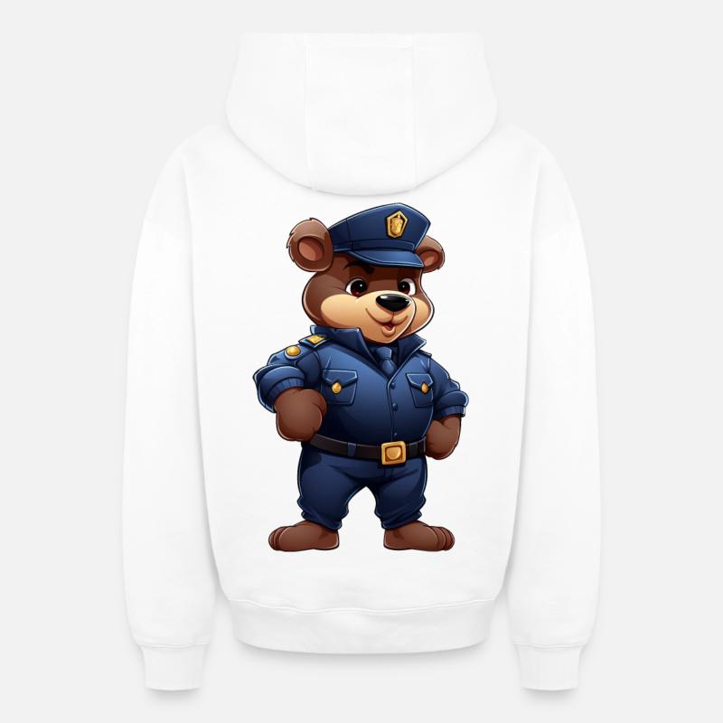 Ours policier - Sweat à capuche unisexe zippé oversize épais SPREAD - blanc