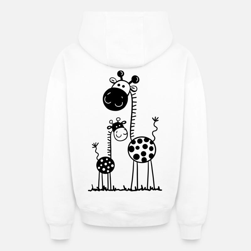 Drôle Girafes - Sweat à capuche unisexe zippé oversize épais SPREAD - blanc