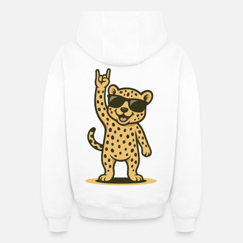 Rocker Star Bébé Guépard - Sweat à capuche unisexe zippé oversize épais SPREAD - blanc
