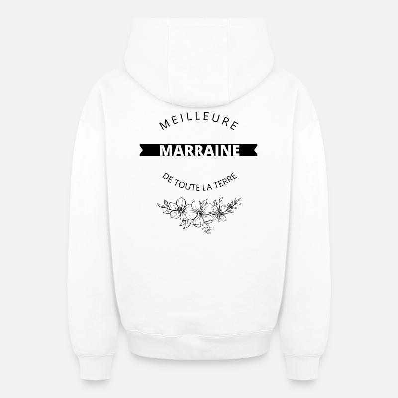 MARRAINE - Sweat à capuche unisexe zippé oversize épais SPREAD - blanc