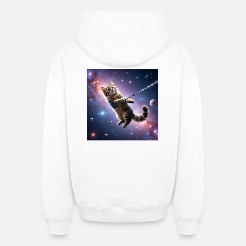 Chat dans l’espace - Sweat à capuche unisexe zippé oversize épais SPREAD - blanc