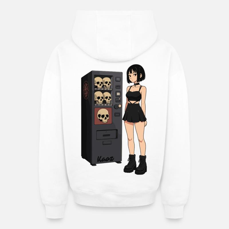 Skull Vending Machine Goth-Mädchen - Oversized Heavyweight Unisex Zip Hoodie - Weiß