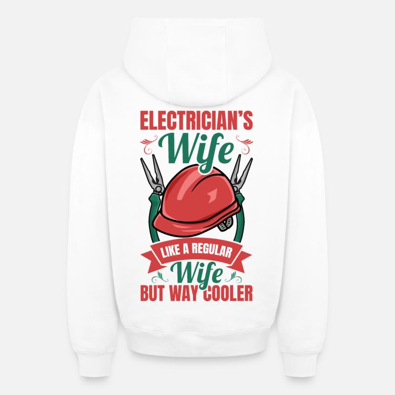 Électricien - Sweat à capuche unisexe zippé oversize épais SPREAD - blanc