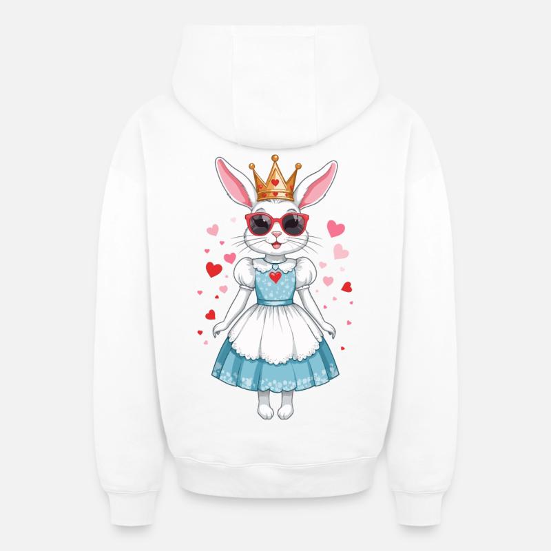 Mignon Lapins Princesse - Sweat à capuche unisexe zippé oversize épais SPREAD - blanc