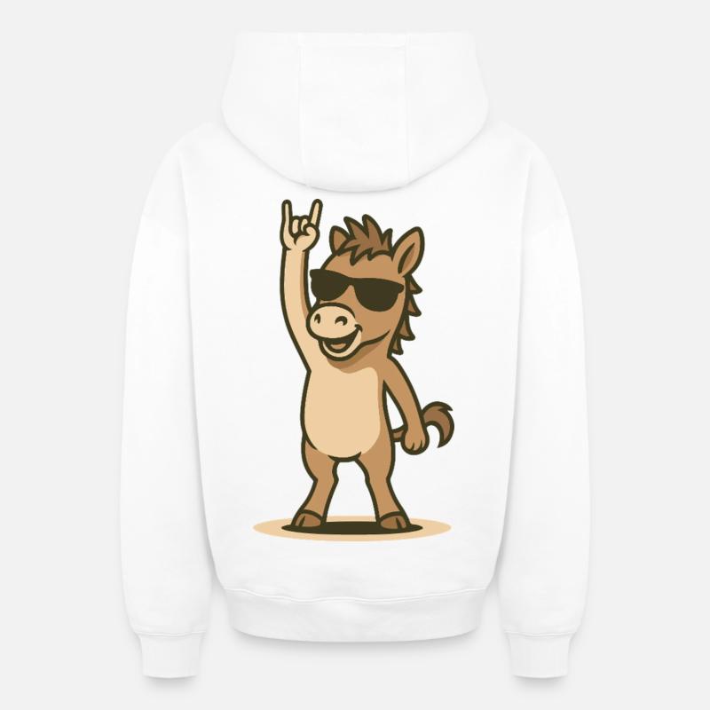 Poulain Rock’n’Ride - Sweat à capuche unisexe zippé oversize épais SPREAD - blanc