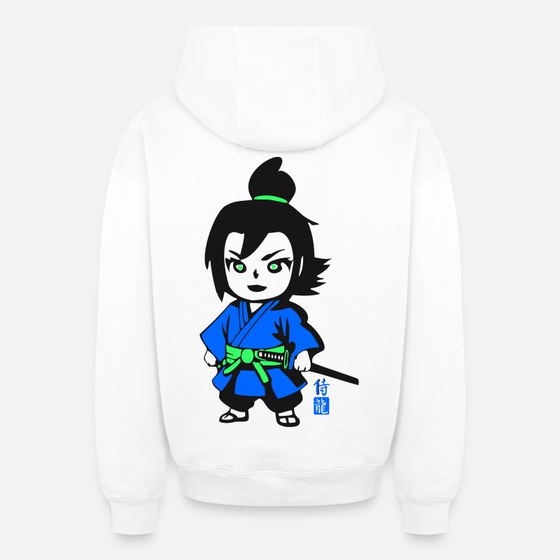 Petit guerrier - Sweat à capuche unisexe zippé oversize épais SPREAD - blanc