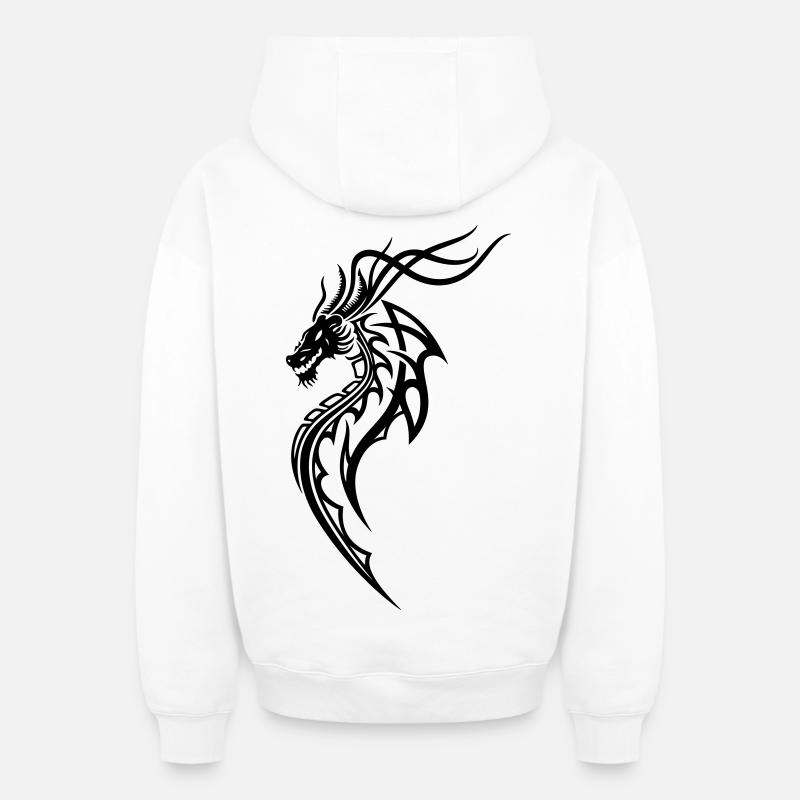 Dragon - Sweat à capuche unisexe zippé oversize épais SPREAD - blanc