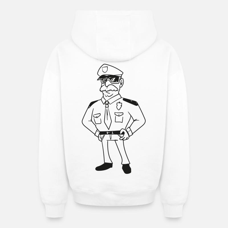 Policier - Sweat à capuche unisexe zippé oversize épais SPREAD - blanc