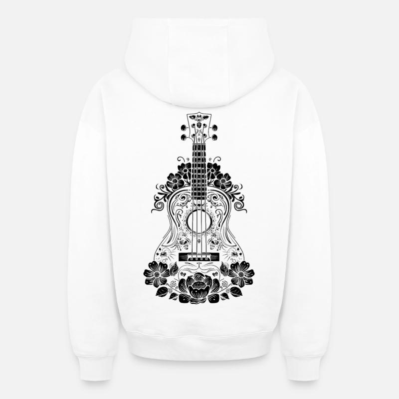 Ukulélé - Sweat à capuche unisexe zippé oversize épais SPREAD - blanc