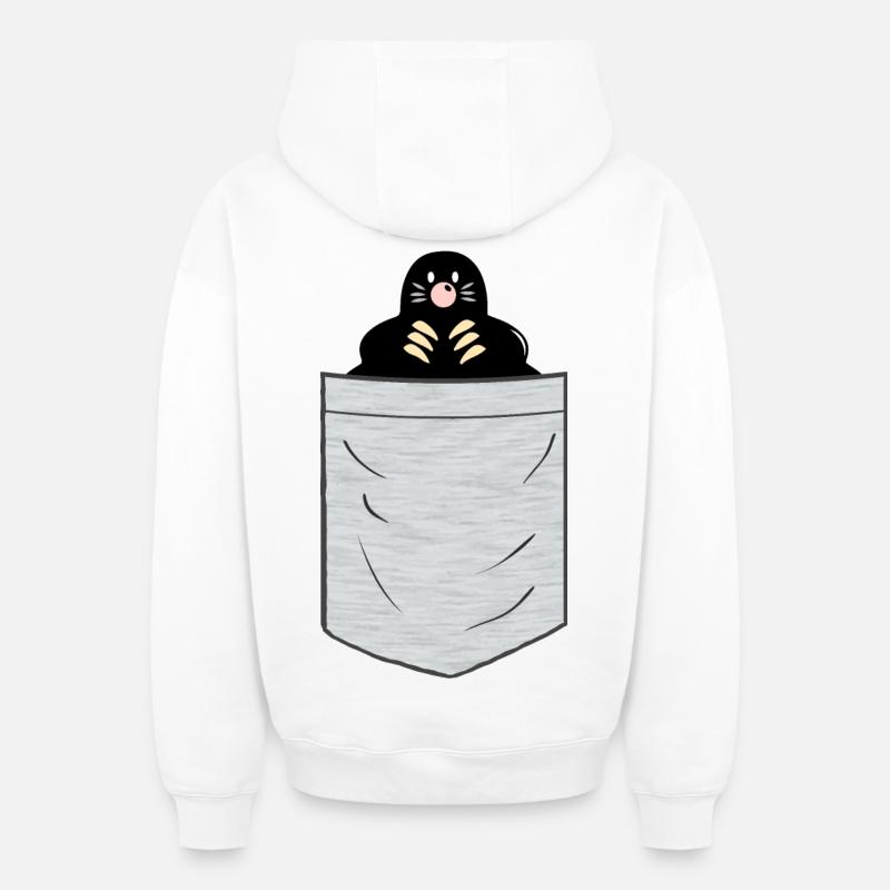 Poche poitrine Mole - Sweat à capuche unisexe zippé oversize épais SPREAD - blanc