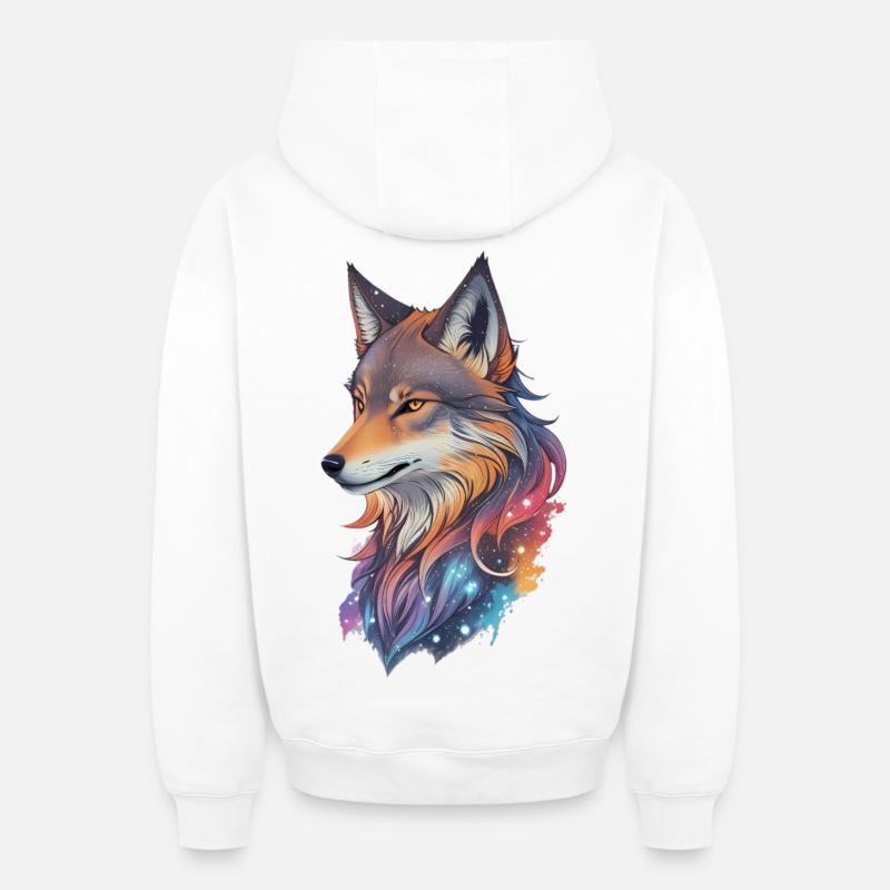 Loup - Sweat à capuche unisexe zippé oversize épais SPREAD - blanc