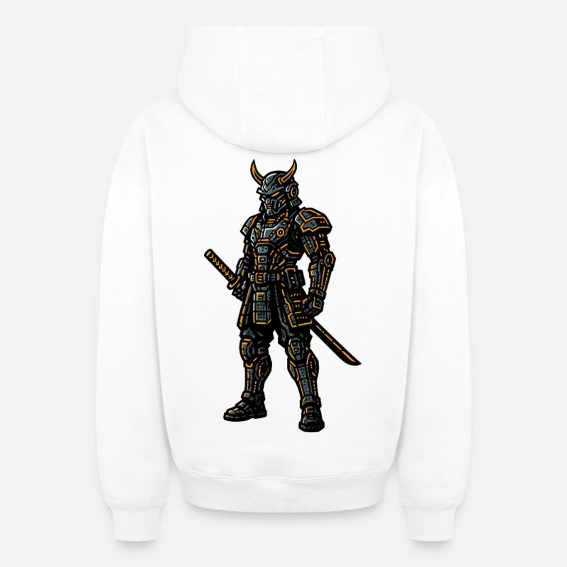 Cyberpunk Samurai - Sweat à capuche unisexe zippé oversize épais SPREAD - blanc