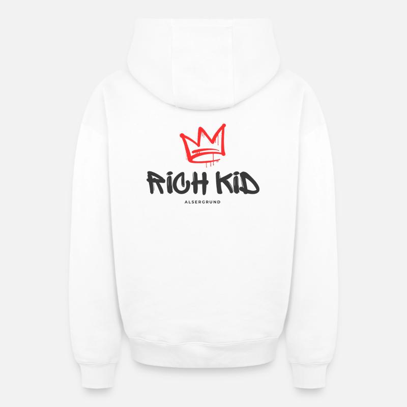 Rich Kid Alsergrund - Sweat à capuche unisexe zippé oversize épais SPREAD - blanc