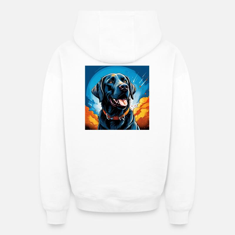 Popartlabrador - Sweat à capuche unisexe zippé oversize épais SPREAD - blanc