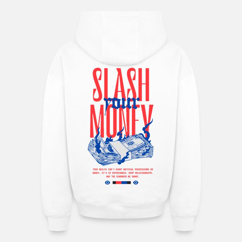Éclaboussures d’Argent - Sweat à capuche unisexe zippé oversize épais SPREAD - blanc