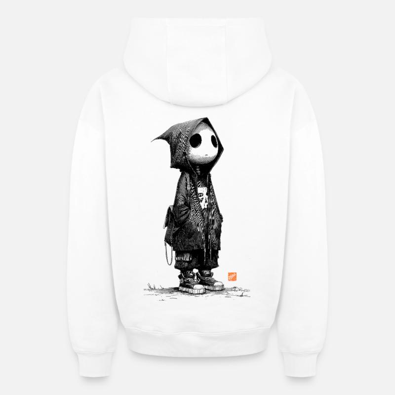 Fantôme Solitaire - Sweat à capuche unisexe zippé oversize épais SPREAD - blanc