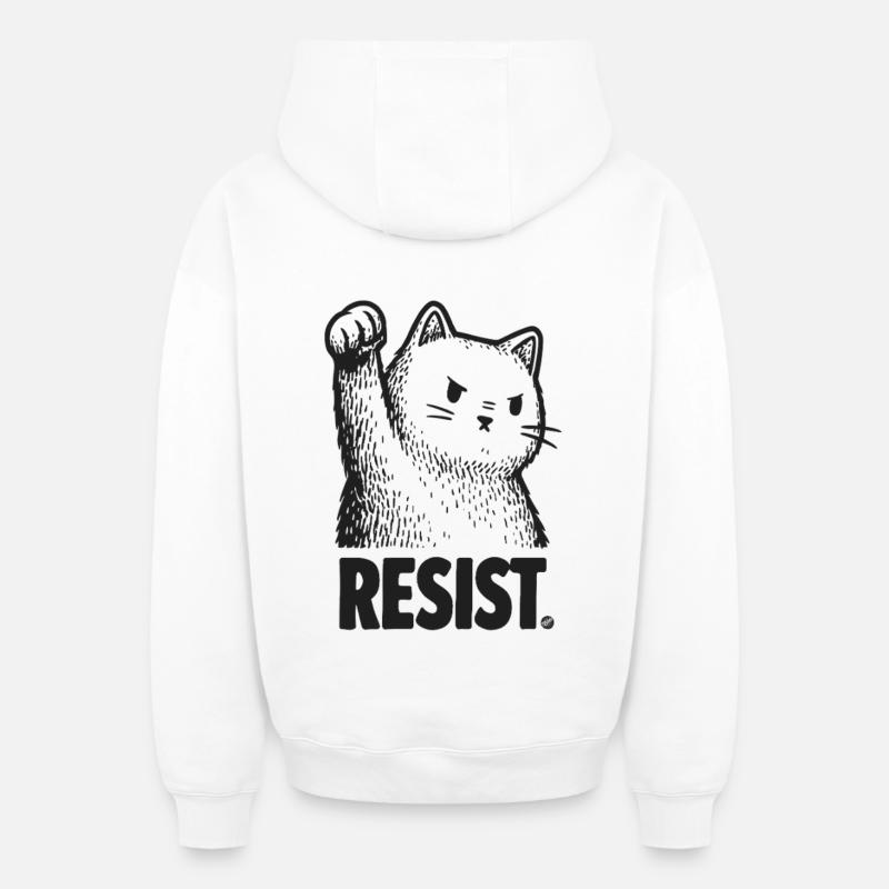 Révolte des chats - Sweat à capuche unisexe zippé oversize épais SPREAD - blanc