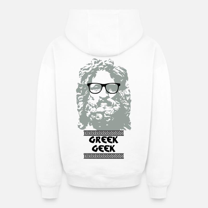 Greek Geek - Sweat à capuche unisexe zippé oversize épais SPREAD - blanc
