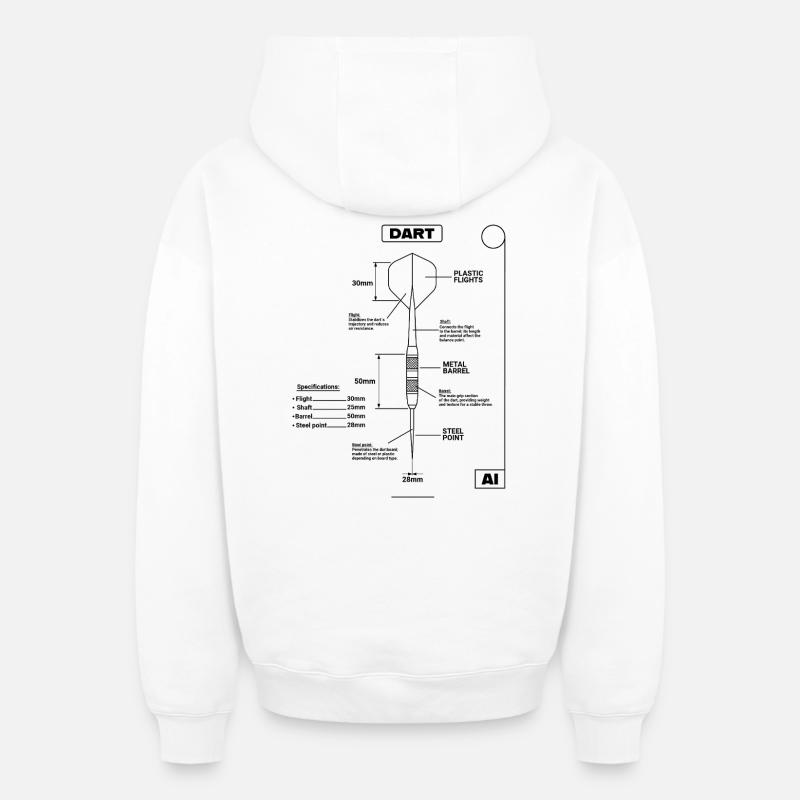 Plan de Fléchettes, Fléchettes - Sweat à capuche unisexe zippé oversize épais SPREAD - blanc
