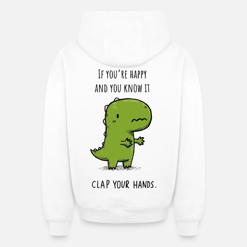 Frappez dans vos mains - Sweat à capuche unisexe zippé oversize épais SPREAD - blanc