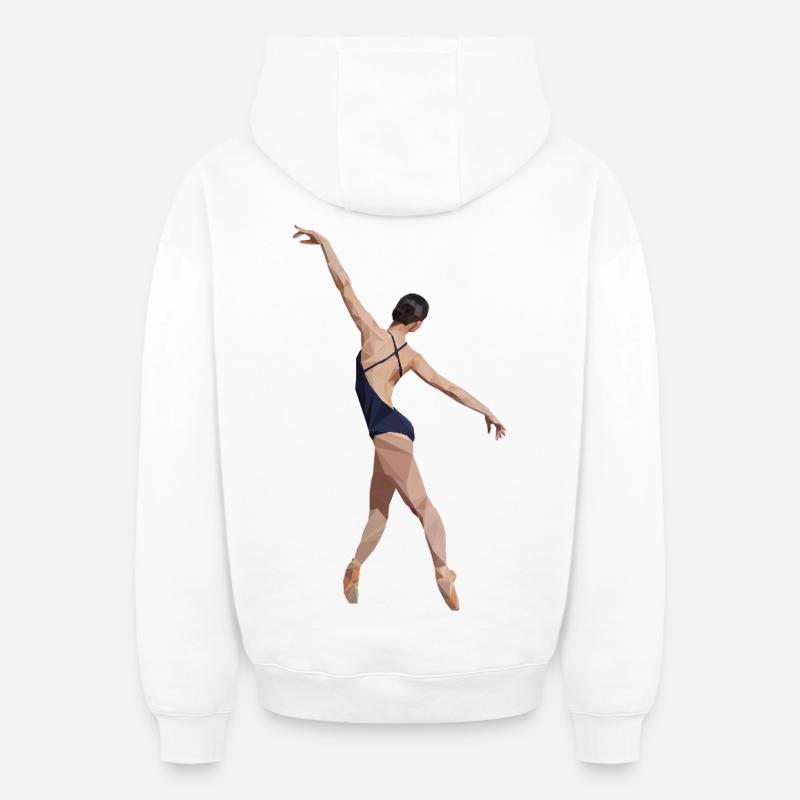 Ballerina_Polygon - Sweat à capuche unisexe zippé oversize épais SPREAD - blanc
